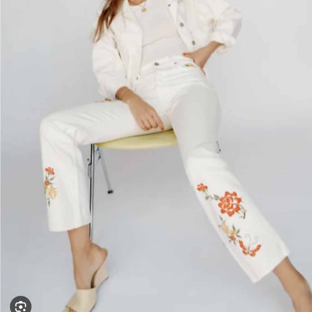 Reformation// Cynthia High Rise Straight Flora Embroidery